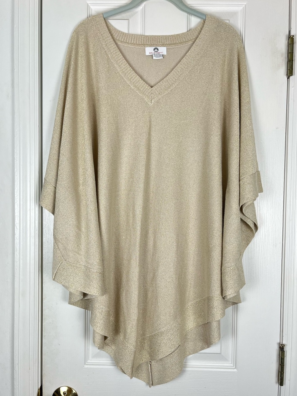 Big Buddha Sweater Poncho One Size Rayon Gold Tone Metallic